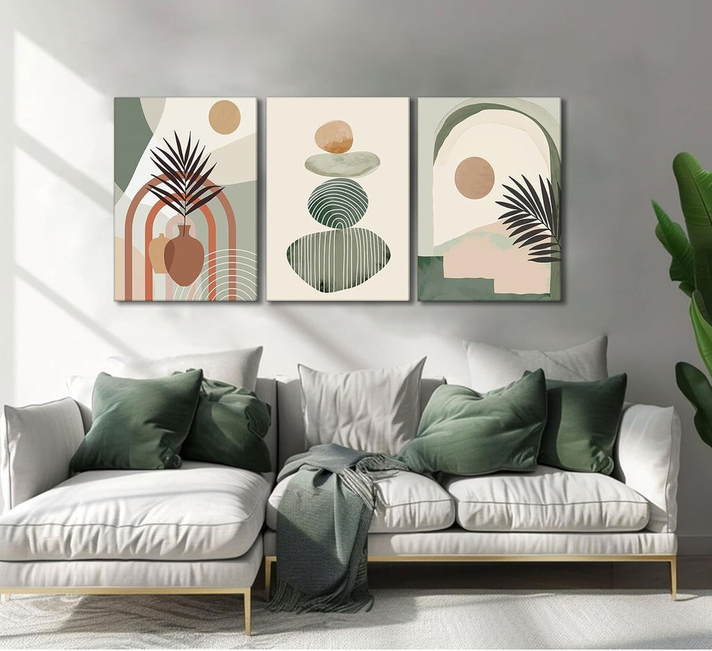 3 Pcs Boho Art Wall Decor Canvas Wall Art Decor Stretched And Framed Ready To Hang Size 12 X 16in - Trend finder