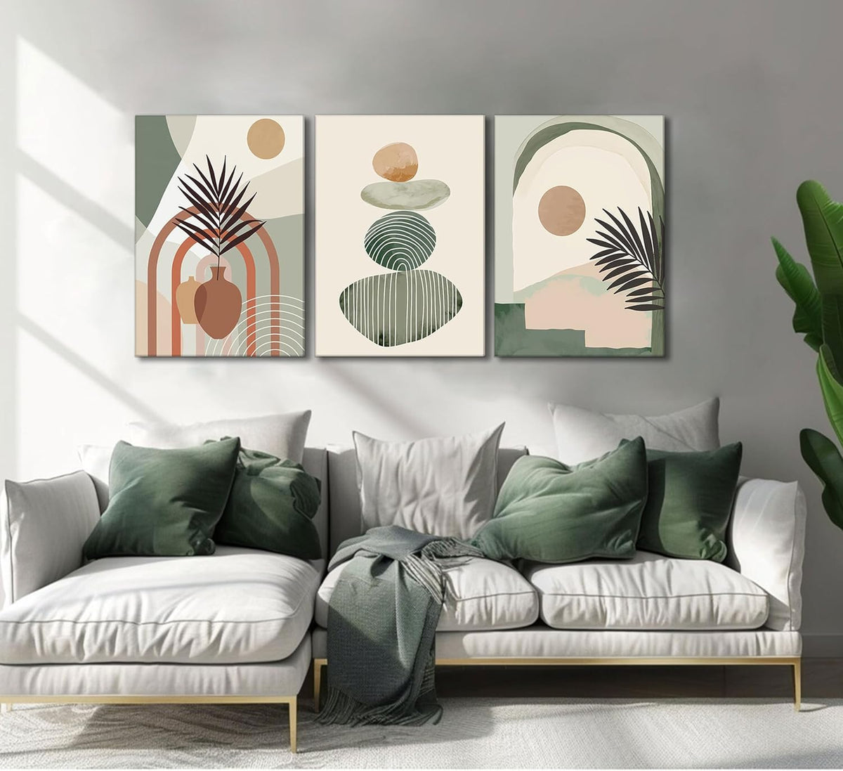 3 Pcs Boho Art Wall Decor Canvas Wall Art Decor Stretched And Framed Ready To Hang Size 12 X 16in - Trend finder