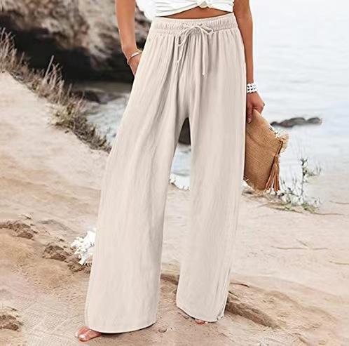 Women's Cotton And Linen Wide-leg Beach Pants Casual Pants - Trend finder