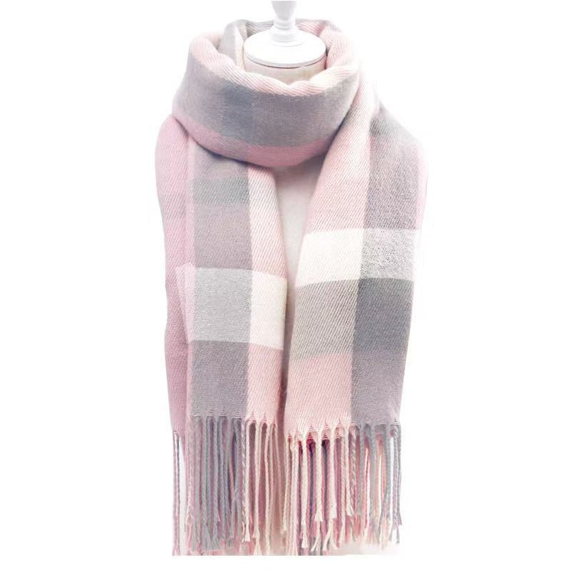 Couple Winter Scarf - Thick Warm Polyester Tassel Shawl Wrap, 180x70cm Unisex Scarves For Women & Men, Christmas Thanksgiving Gift - Trend finder