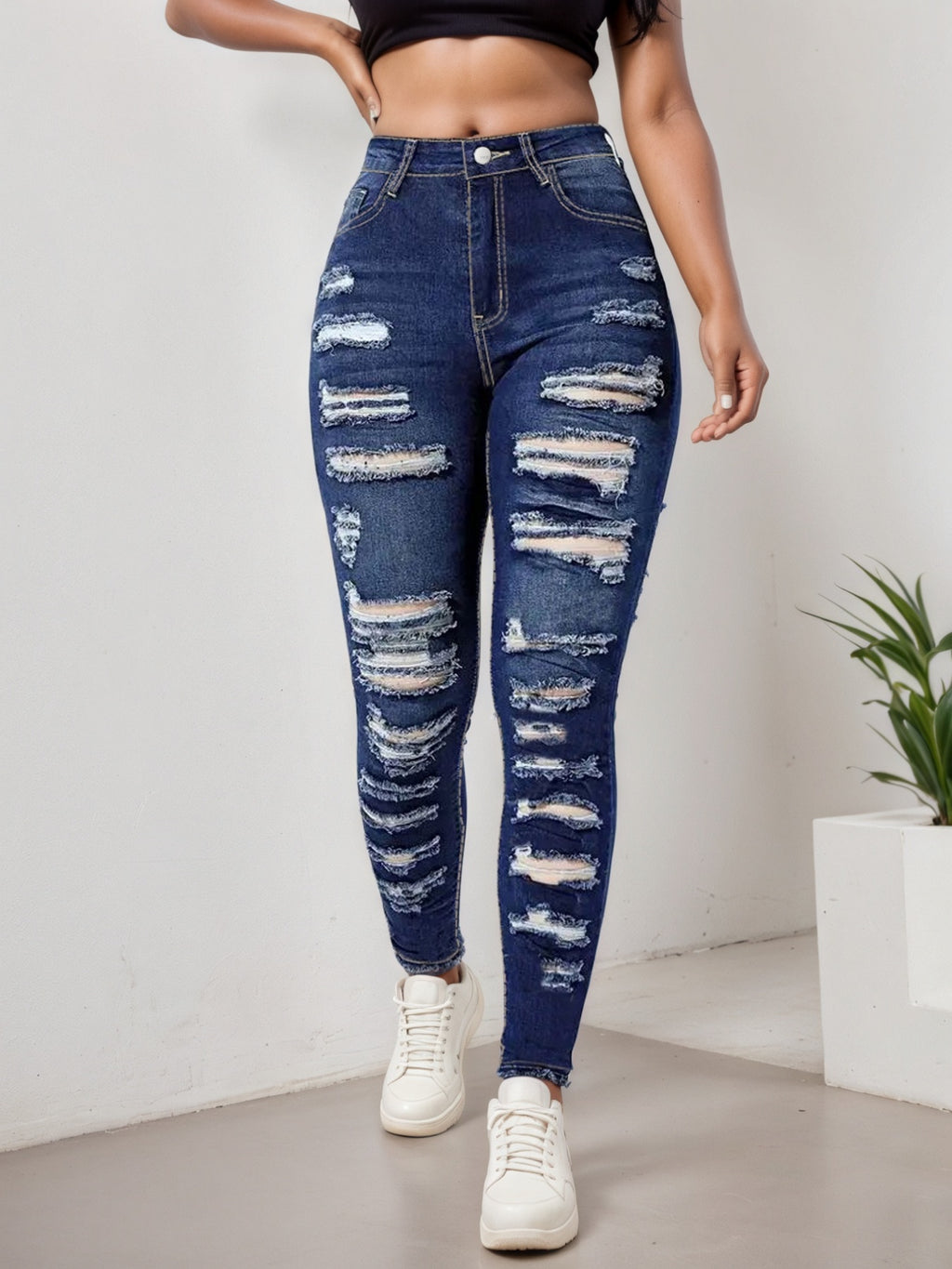 Women’s Ripped Tight Cropped Pants, New High Stretch Jeans, Fashionable And Versatile Street Style, Slim Fit Design, Women’s Jeans And Clothing - Trend finder