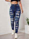 Women’s Ripped Tight Cropped Pants, New High Stretch Jeans, Fashionable And Versatile Street Style, Slim Fit Design, Women’s Jeans And Clothing - Trend finder
