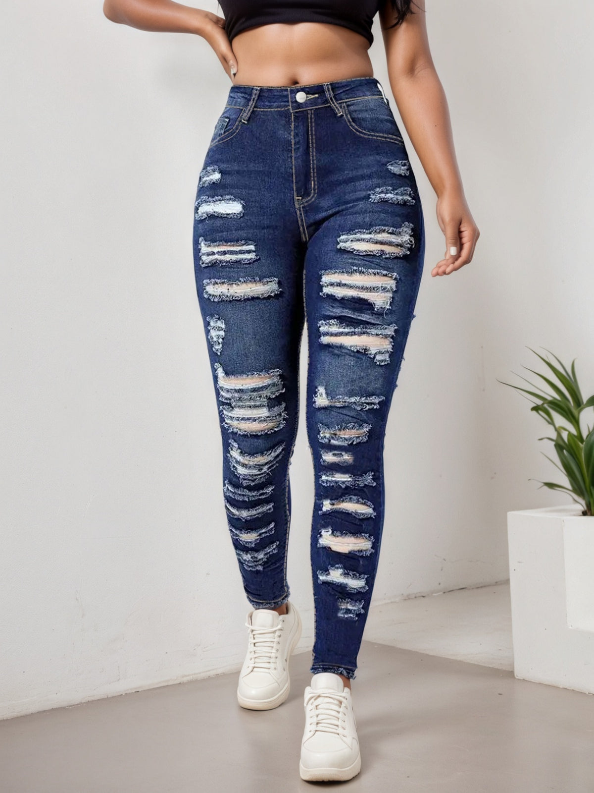 Women’s Ripped Tight Cropped Pants, New High Stretch Jeans, Fashionable And Versatile Street Style, Slim Fit Design, Women’s Jeans And Clothing - Trend finder