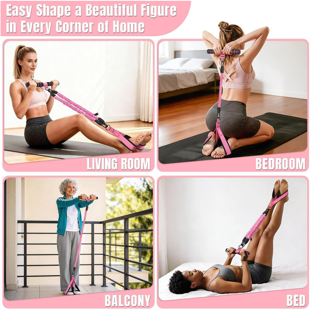3 Tube Sit Up Resistance Bands With Handles & Foot Pedals, Adjustable Abdominal Exercise Equipment, Multifunctional Resistance Trainer For Abs, Waist, Arms & Leg Workout For Women - Trend finder