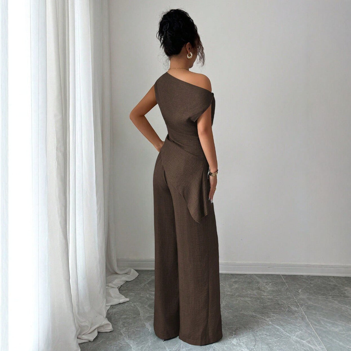 Solid-color Wide-leg Pants Suit For Women - Trend finder