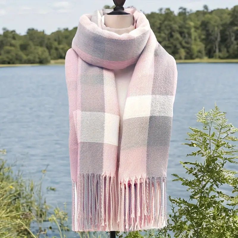 Couple Winter Scarf - Thick Warm Polyester Tassel Shawl Wrap, 180x70cm Unisex Scarves For Women & Men, Christmas Thanksgiving Gift - Trend finder