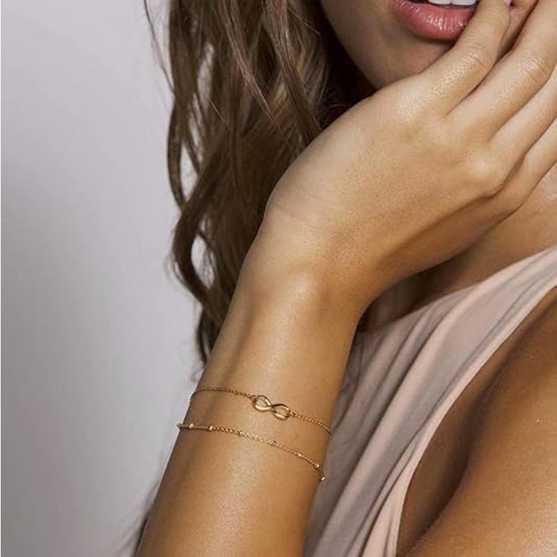Dainty Gold Bracelets For Women, 14K Gold Filled Adjustable Layered Bracelet Cute Oval Chain Bar Gold Bracelets For Women Jewelry - Trend finder