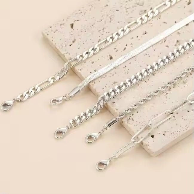 5pcs Silver Bracelets For Women, 14K Silver Plated Dainty Bracelets Set For Women Trendy Adjustable Stackable Bracelets - Trend finder