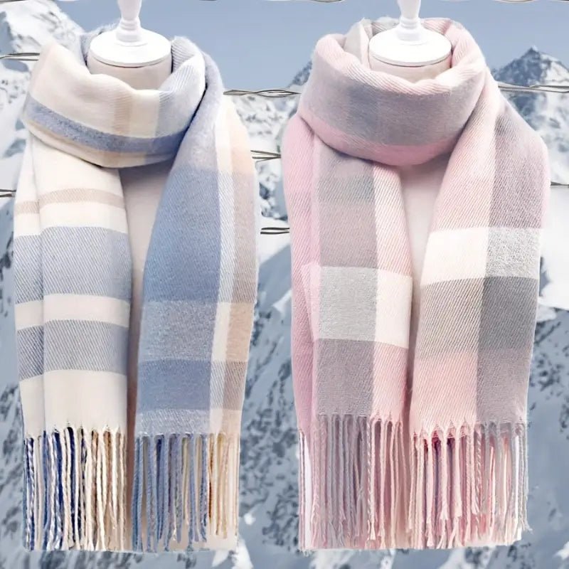 Couple Winter Scarf - Thick Warm Polyester Tassel Shawl Wrap, 180x70cm Unisex Scarves For Women & Men, Christmas Thanksgiving Gift - Trend finder