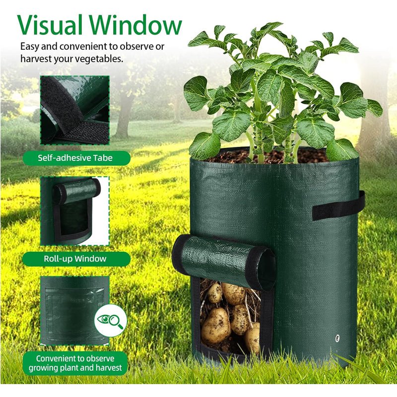 10 Gallon -6 Pack Potato Grow Bags, Heavy Duty PE Fabric Pots With Flap And Handles, Green Planter Bags For Potato Vegetables Outdoor Garden, For All Plants Growing - Trend finder