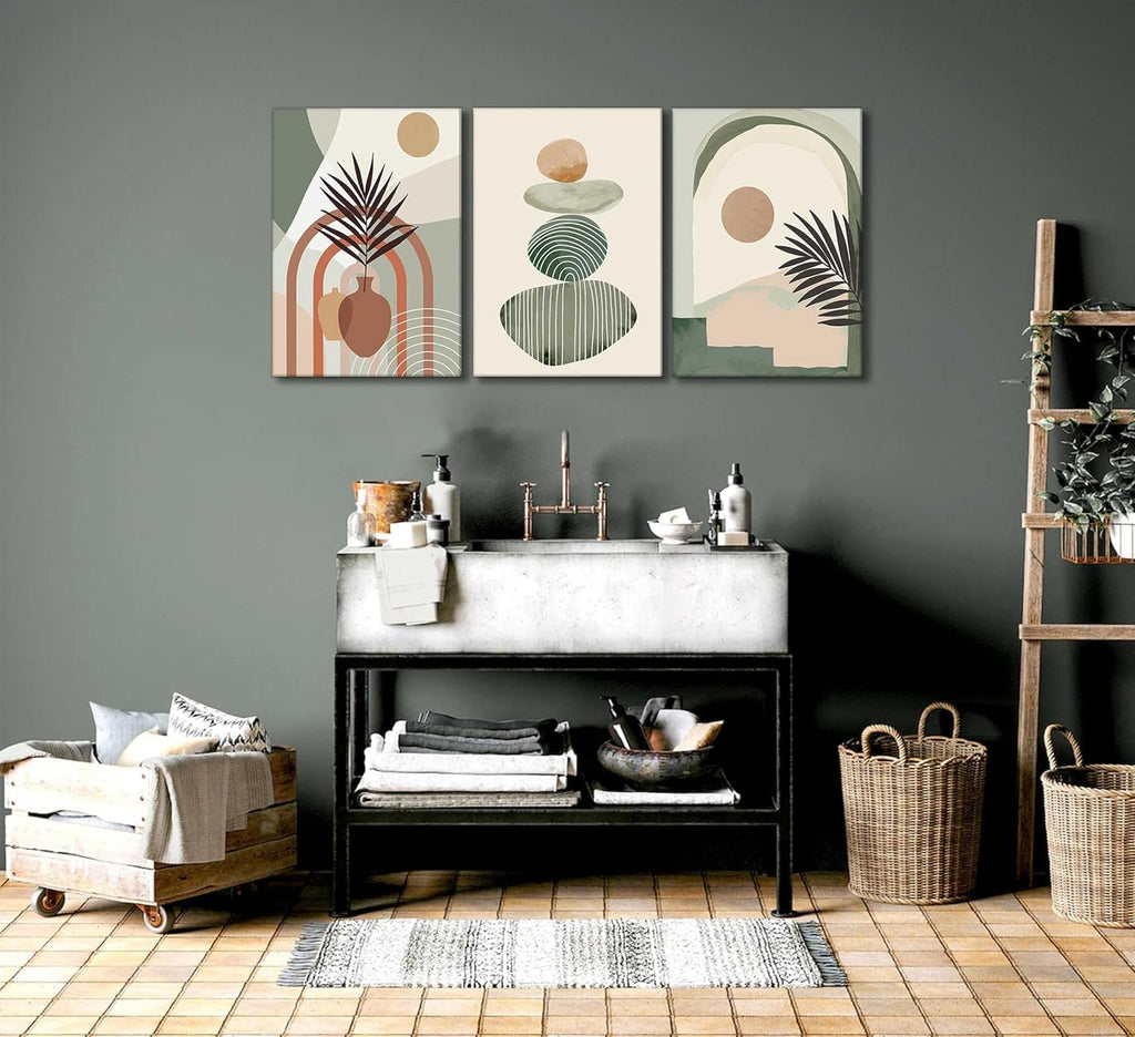 3 Pcs Boho Art Wall Decor Canvas Wall Art Decor Stretched And Framed Ready To Hang Size 12 X 16in - Trend finder