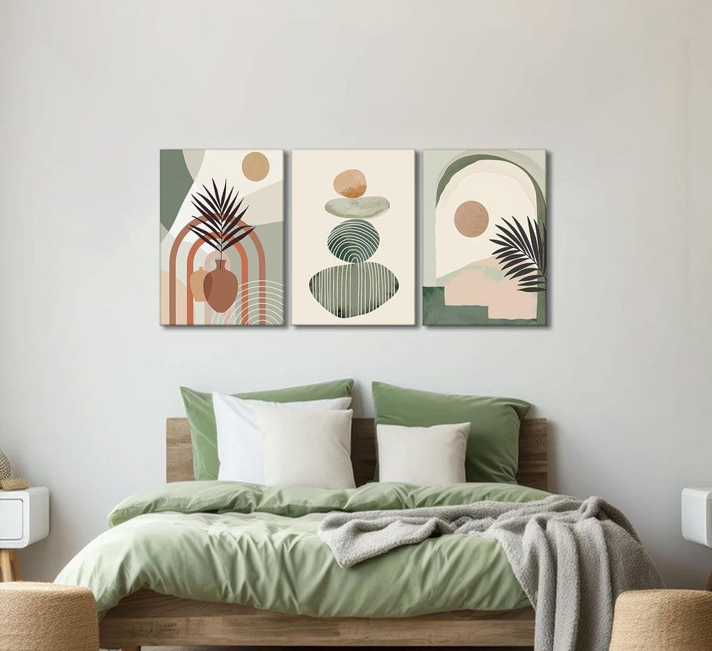 3 Pcs Boho Art Wall Decor Canvas Wall Art Decor Stretched And Framed Ready To Hang Size 12 X 16in - Trend finder