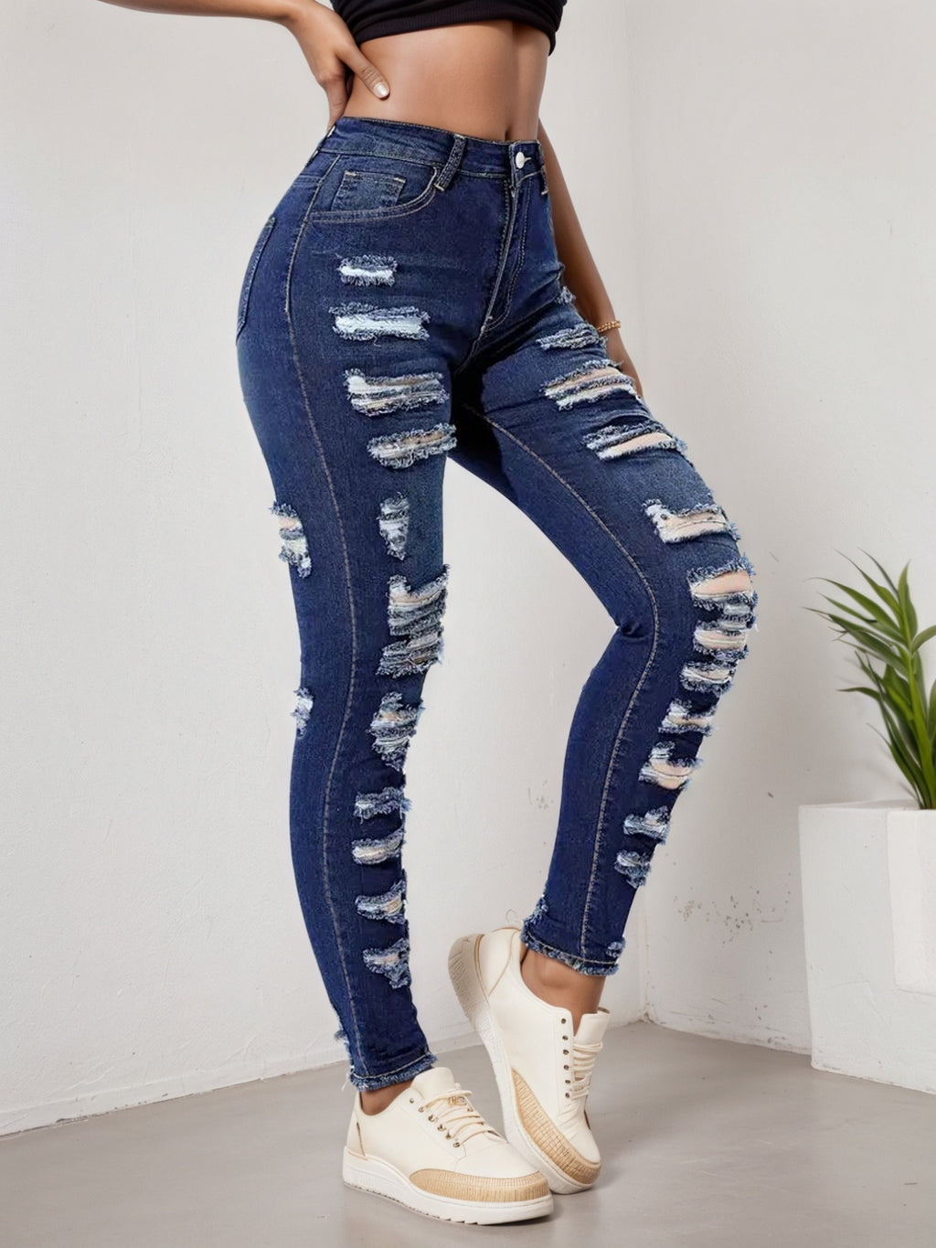 Women’s Ripped Tight Cropped Pants, New High Stretch Jeans, Fashionable And Versatile Street Style, Slim Fit Design, Women’s Jeans And Clothing - Trend finder