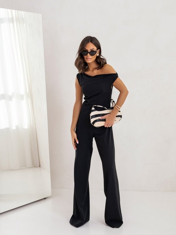 Sexy Jumpsuits For Women Falling Straps Business Rompers Elegant Straight Long Pants Rompers Fastened With A Zipper On The Side. - Trend finder