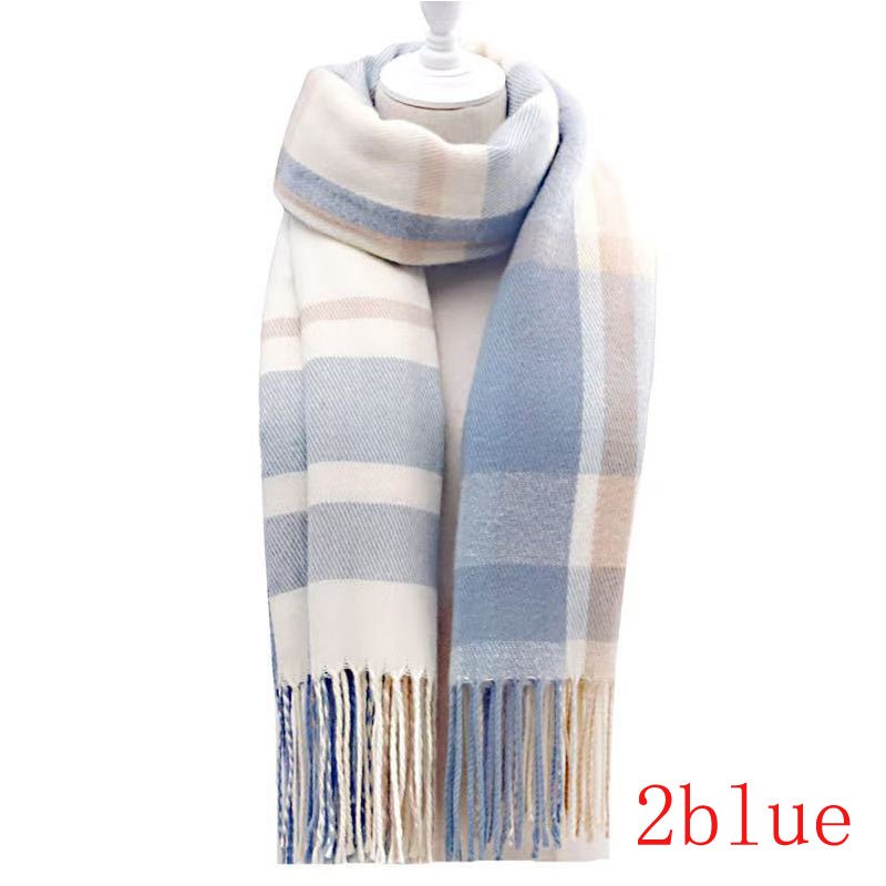Couple Winter Scarf - Thick Warm Polyester Tassel Shawl Wrap, 180x70cm Unisex Scarves For Women & Men, Christmas Thanksgiving Gift - Trend finder