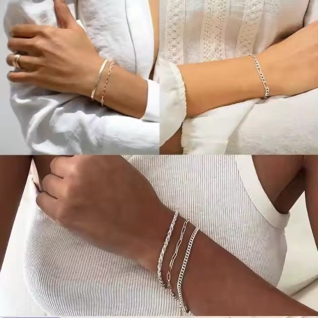 5pcs Silver Bracelets For Women, 14K Silver Plated Dainty Bracelets Set For Women Trendy Adjustable Stackable Bracelets - Trend finder