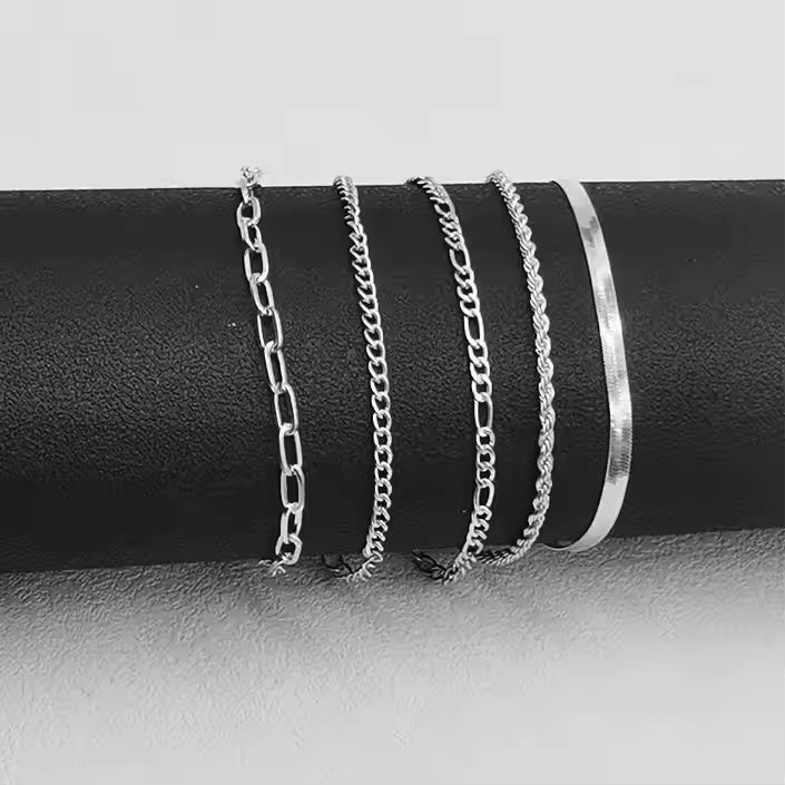 5pcs Silver Bracelets For Women, 14K Silver Plated Dainty Bracelets Set For Women Trendy Adjustable Stackable Bracelets - Trend finder