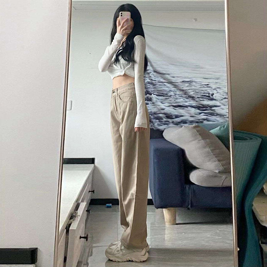 High Waist Wide Leg Jeans Ins Retro Loose Straight Mopping Pants - Trend finder
