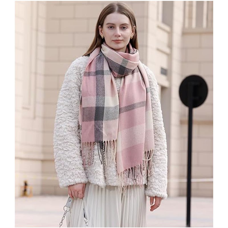 Couple Winter Scarf - Thick Warm Polyester Tassel Shawl Wrap, 180x70cm Unisex Scarves For Women & Men, Christmas Thanksgiving Gift - Trend finder