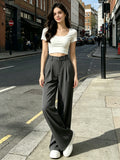 High-waisted Wide-leg Suit Pants For Women With A Slimming Drape And Hip-covering Straight-leg Pants Are Versatile For Spring And Autumn. Loose Floor-length Casual Pants - Trend finder
