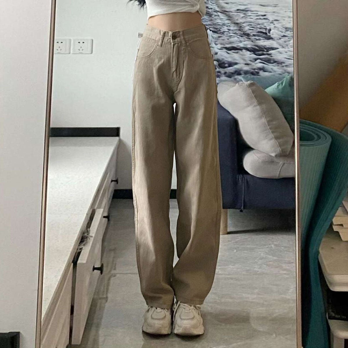 High Waist Wide Leg Jeans Ins Retro Loose Straight Mopping Pants - Trend finder