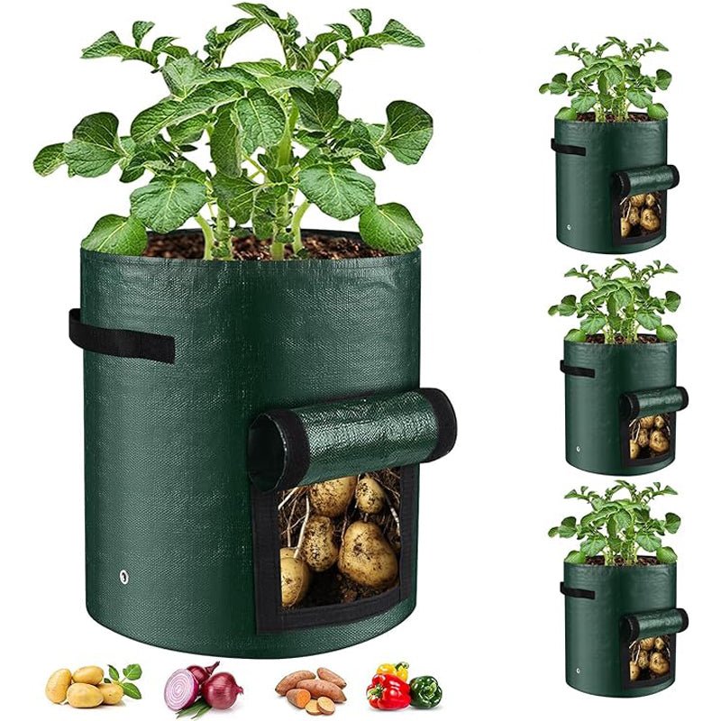 10 Gallon -6 Pack Potato Grow Bags, Heavy Duty PE Fabric Pots With Flap And Handles, Green Planter Bags For Potato Vegetables Outdoor Garden, For All Plants Growing - Trend finder