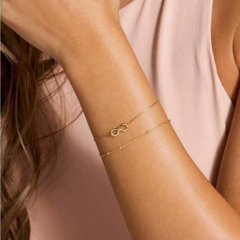 Dainty Gold Bracelets For Women, 14K Gold Filled Adjustable Layered Bracelet Cute Oval Chain Bar Gold Bracelets For Women Jewelry - Trend finder