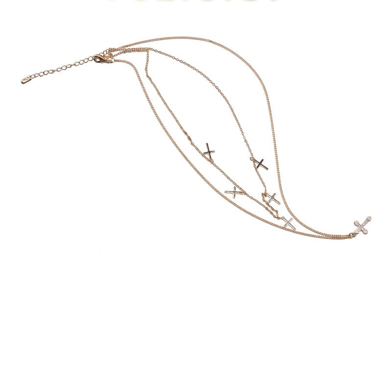 24k Gold Jewelry,Cross Heart Charm Choker Necklace For Women Dainty Layered Lip Chain Necklace Stainless Steel Trendy Jewelry - Trend finder