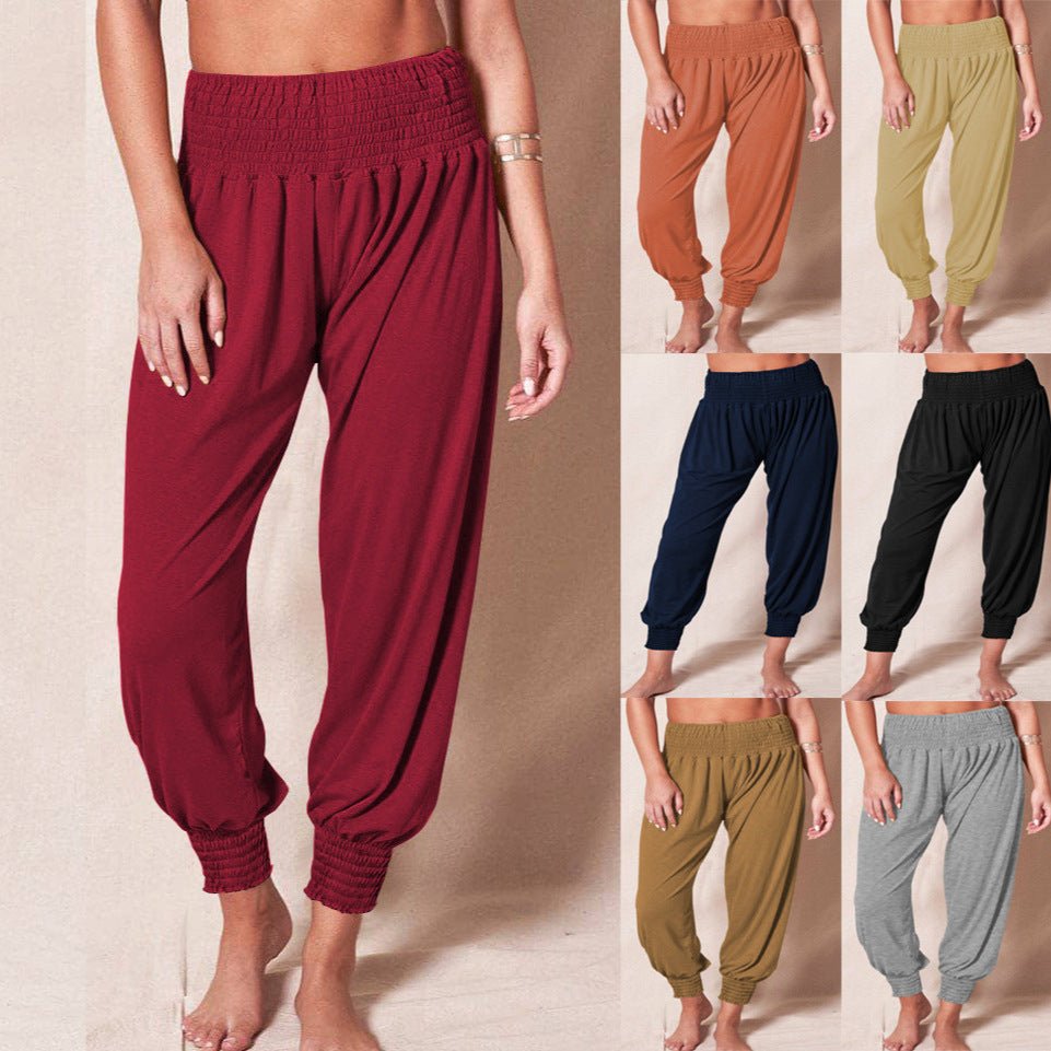 Casual Loose Trousers Solid Color Sports Yoga Ankle Banded Pants Women - Trend finder