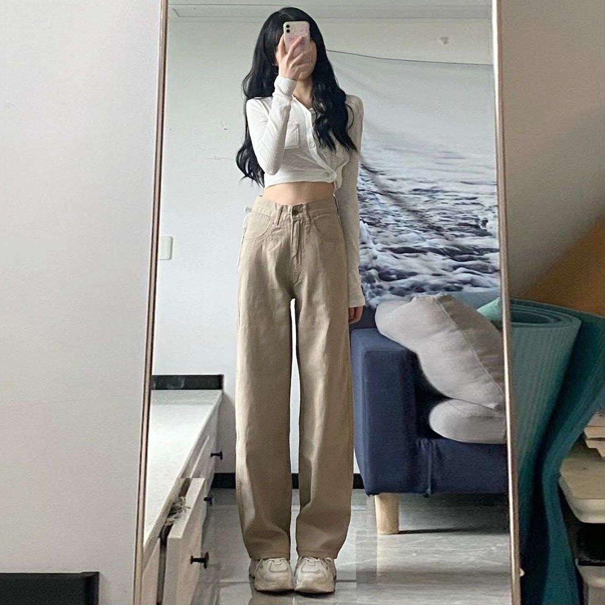 High Waist Wide Leg Jeans Ins Retro Loose Straight Mopping Pants - Trend finder