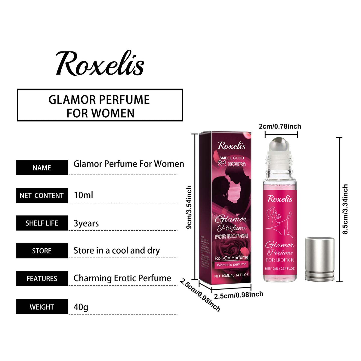 Women Pheromone Roll-On Perfume, Long Lasting Rose Scent Portable Mini Glamor Perfume, Natural Elegant Fragrance For Dating & Daily Use, 10ml - Trend finder