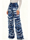 Hustler Stretch Shredded Straight Leg Jeans - Dark Wash - Trend finder