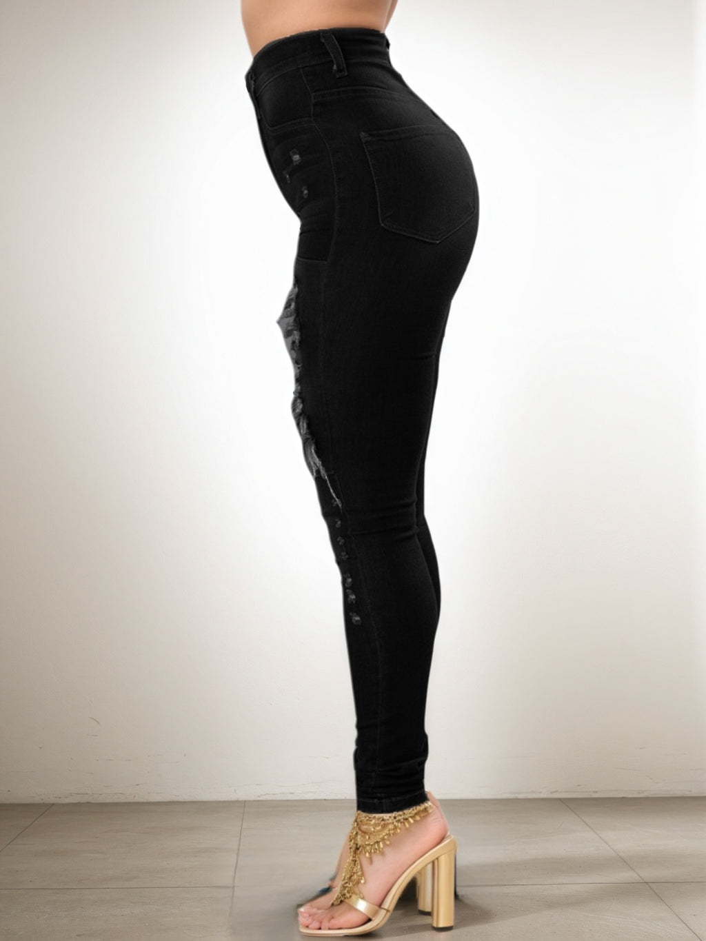 Versatile Women's High Waisted Elastic Ripped Tight Jeans, High-quality, Easy To Fit, Comfortable And Fashionable - Street Style Sexy Basic Jeans, Women's Jeans And Clothing - Trend finder