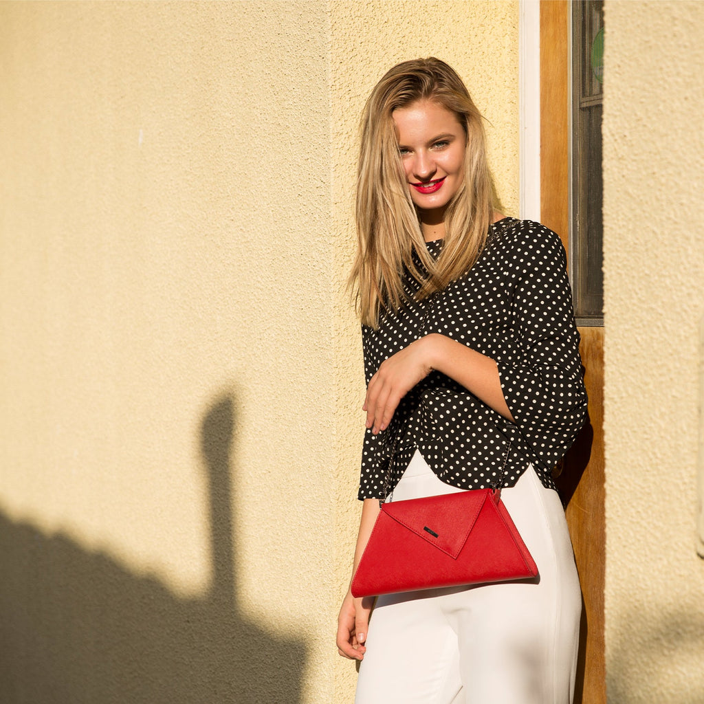Red Clutch Bag Leather Clutch Purse Crossbody Evening Purse Unique Women's Red Handbag - Trend finder