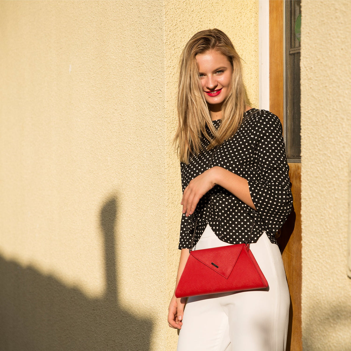 Red Clutch Bag Leather Clutch Purse Crossbody Evening Purse Unique Women's Red Handbag - Trend finder