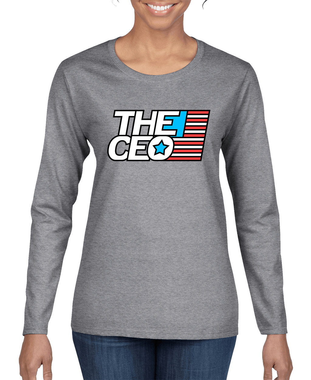American Flag The CEO Women's Long Sleeve Shirt