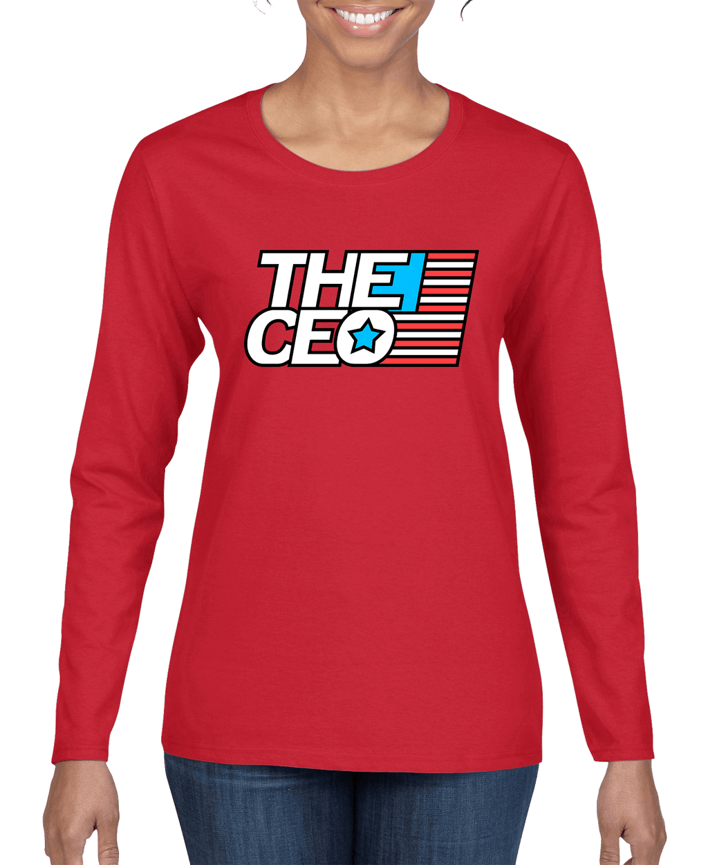 American Flag The CEO Women's Long Sleeve Shirt