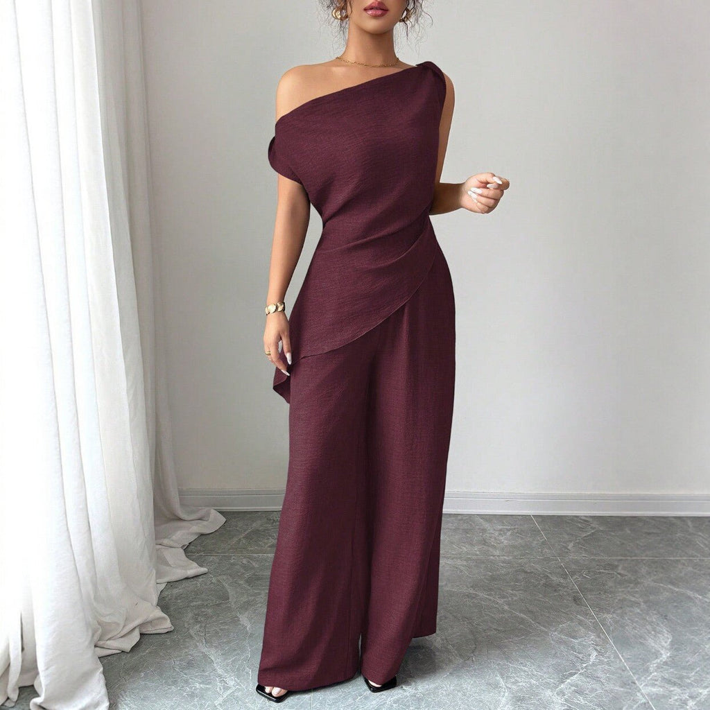 Solid-color Wide-leg Pants Suit For Women - Trend finder
