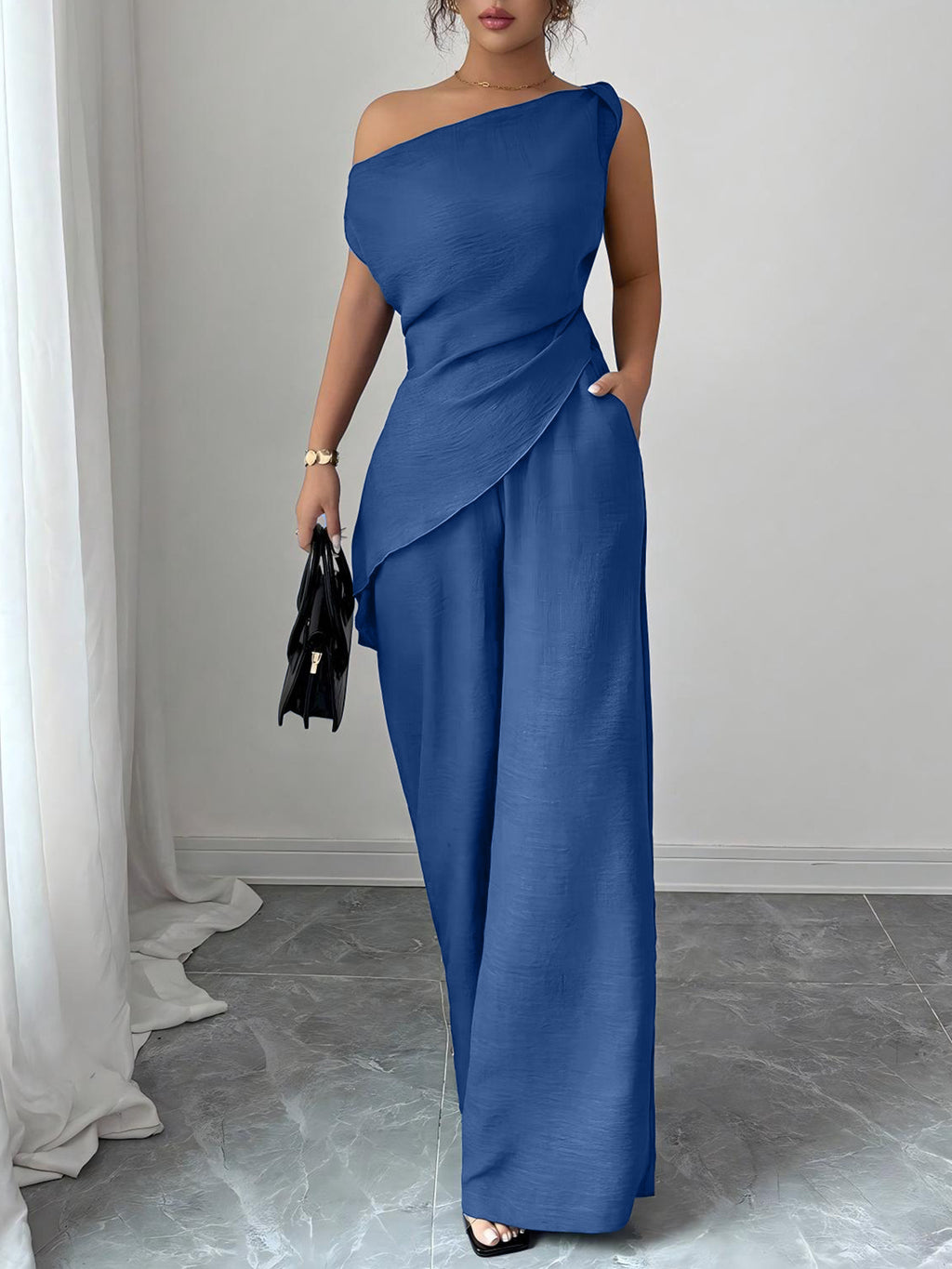 Solid-color Wide-leg Pants Suit For Women - Trend finder