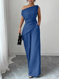 Solid-color Wide-leg Pants Suit For Women - Trend finder