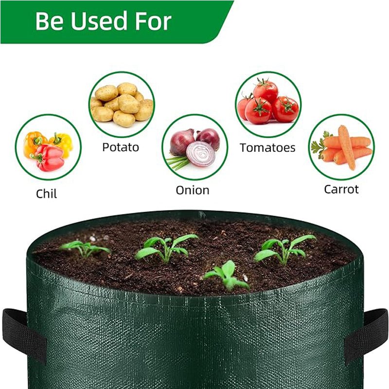 10 Gallon -6 Pack Potato Grow Bags, Heavy Duty PE Fabric Pots With Flap And Handles, Green Planter Bags For Potato Vegetables Outdoor Garden, For All Plants Growing - Trend finder