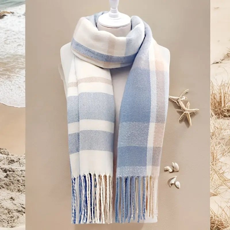 Couple Winter Scarf - Thick Warm Polyester Tassel Shawl Wrap, 180x70cm Unisex Scarves For Women & Men, Christmas Thanksgiving Gift - Trend finder
