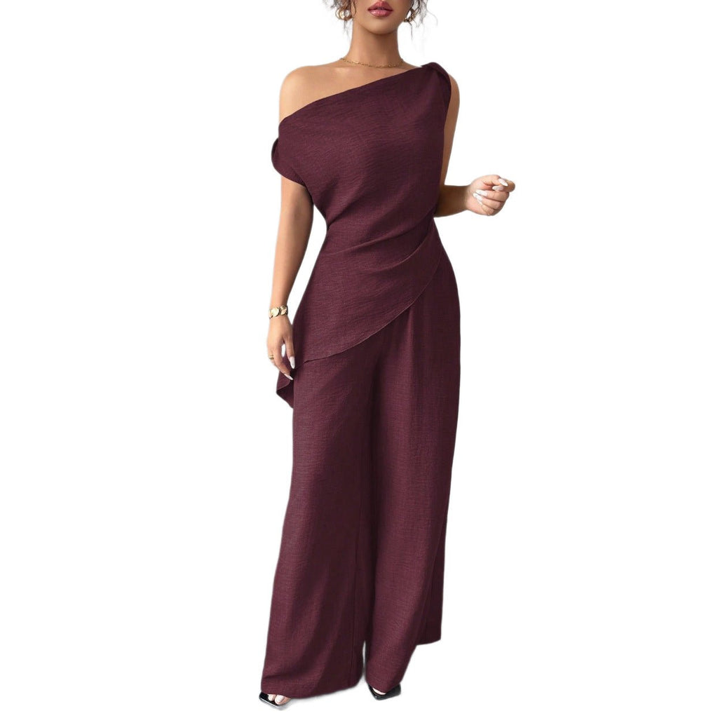 Solid-color Wide-leg Pants Suit For Women - Trend finder