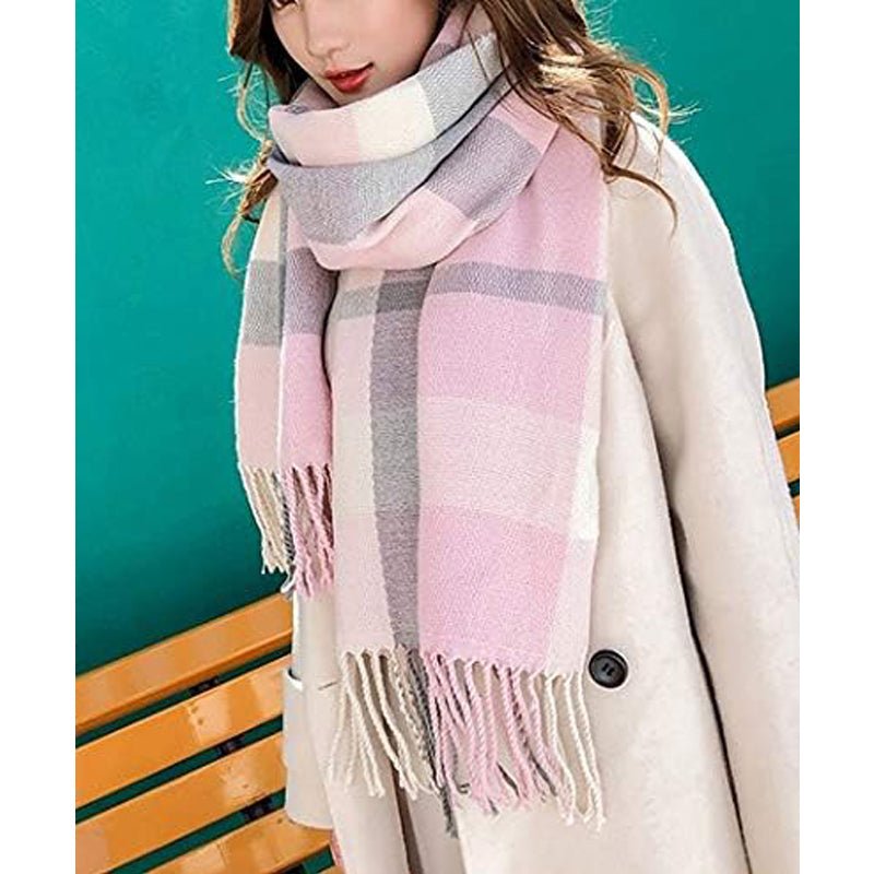 Couple Winter Scarf - Thick Warm Polyester Tassel Shawl Wrap, 180x70cm Unisex Scarves For Women & Men, Christmas Thanksgiving Gift - Trend finder