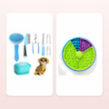 7pcs Pet Grooming Kit, Self-Cleaning Brush Shedding Kit With Nail Clipper, Flea Comb, Shampoo Bath Brush, Finger Toothbrush Bundle — included products