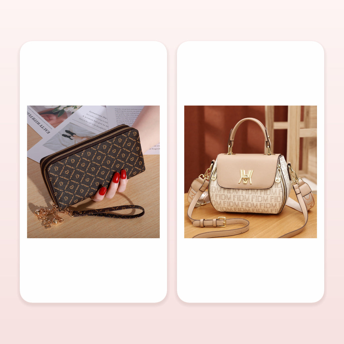 Women's Hand Holding Casual Double Zip Large-capacity Wallet Bundle — included products