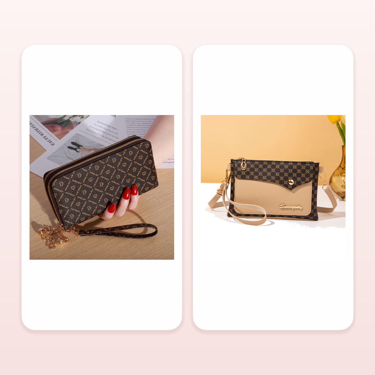 Women's Hand Holding Casual Double Zip Large-capacity Wallet Bundle — included products