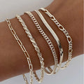 5pcs Silver Bracelets For Women, 14K Silver Plated Dainty Bracelets Set For Women Trendy Adjustable Stackable Bracelets - Trend finder