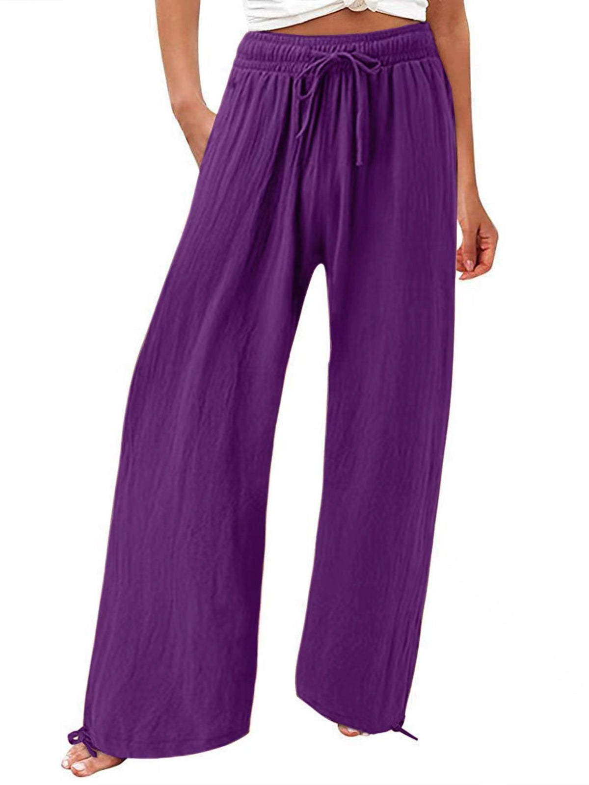 Women's Cotton And Linen Wide-leg Beach Pants Casual Pants - Trend finder