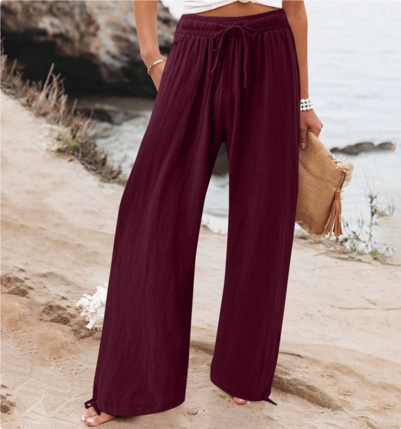 Women's Cotton And Linen Wide-leg Beach Pants Casual Pants - Trend finder